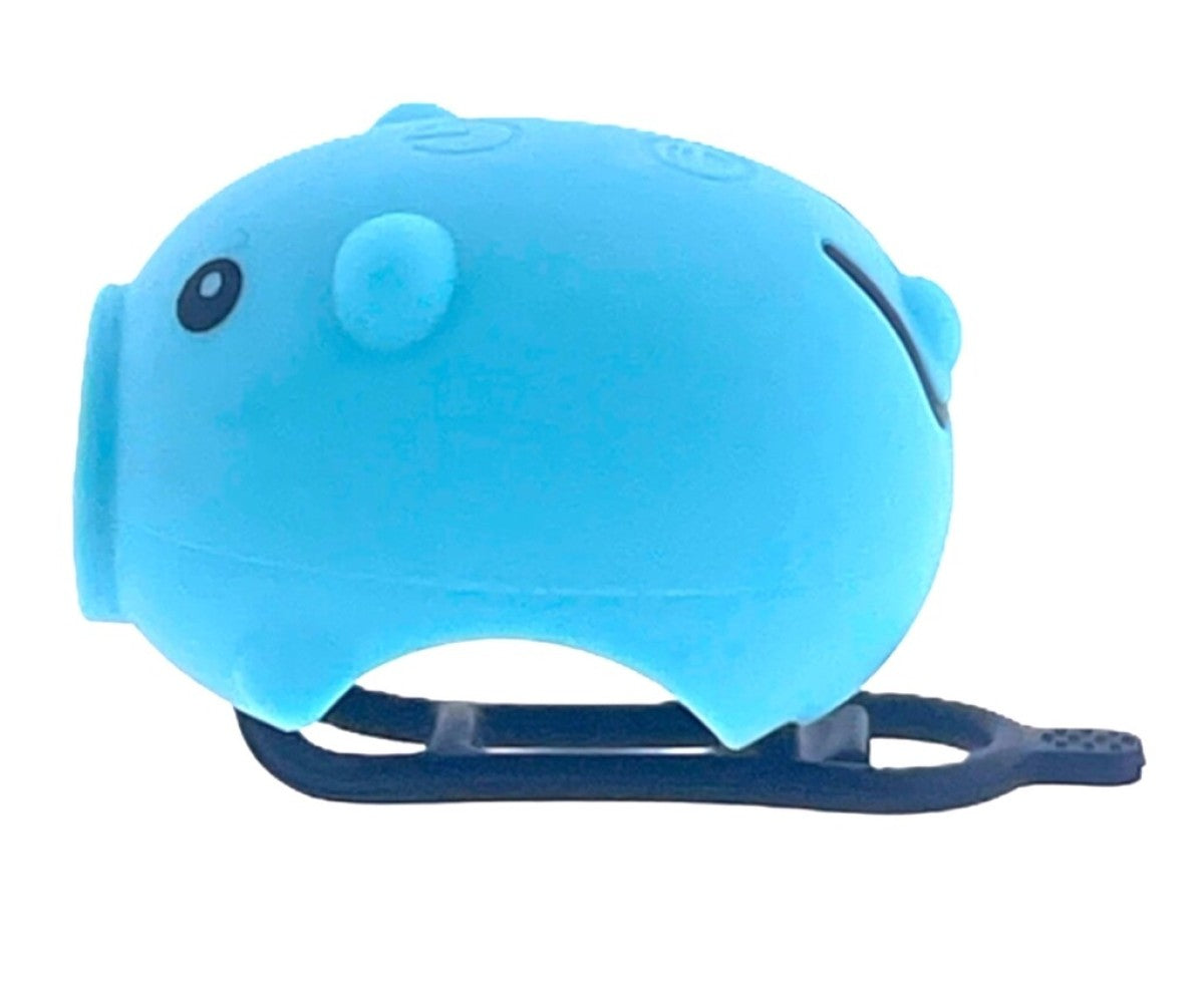 Pexkids klaxon de vélo cochon avec lampe LED USB bleu
