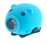 Pexkids klaxon de vélo cochon avec lampe LED USB bleu