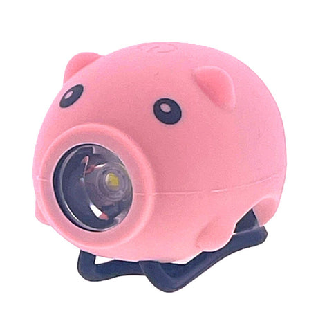 Pexkids klaxon de vélo cochon avec lampe LED USB rose