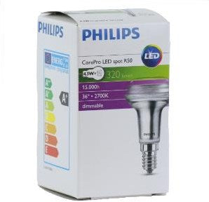 Philips corepro r50 4,3w-60w 827 e14 dimbaar - led3303