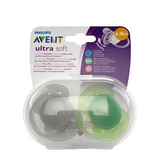 Philips fopspeen avent ultra soft grijs groen 2 stuks