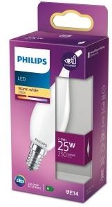 Philips led tipkaars e14 2,2-25w 2700k filament mat blister - 5100556