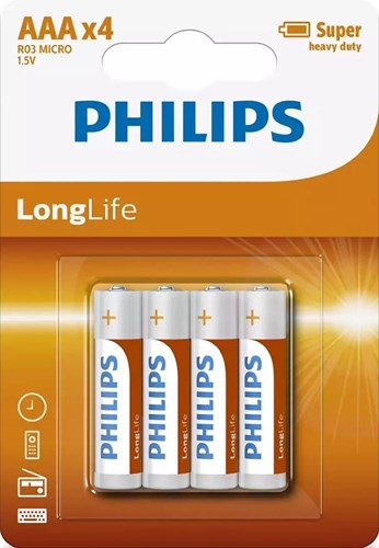 Philips r03 pile aaa longue durée 4 pièces