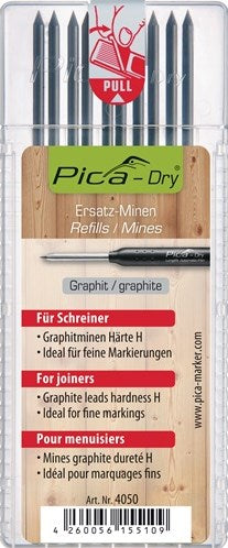 Pic un jeu de recharges | 10x graphite dureté spéciale h | pour marquages ​​fins | sec 4050 | Ensemble de 10 stylos | 1 pièce - 4050 - 4050