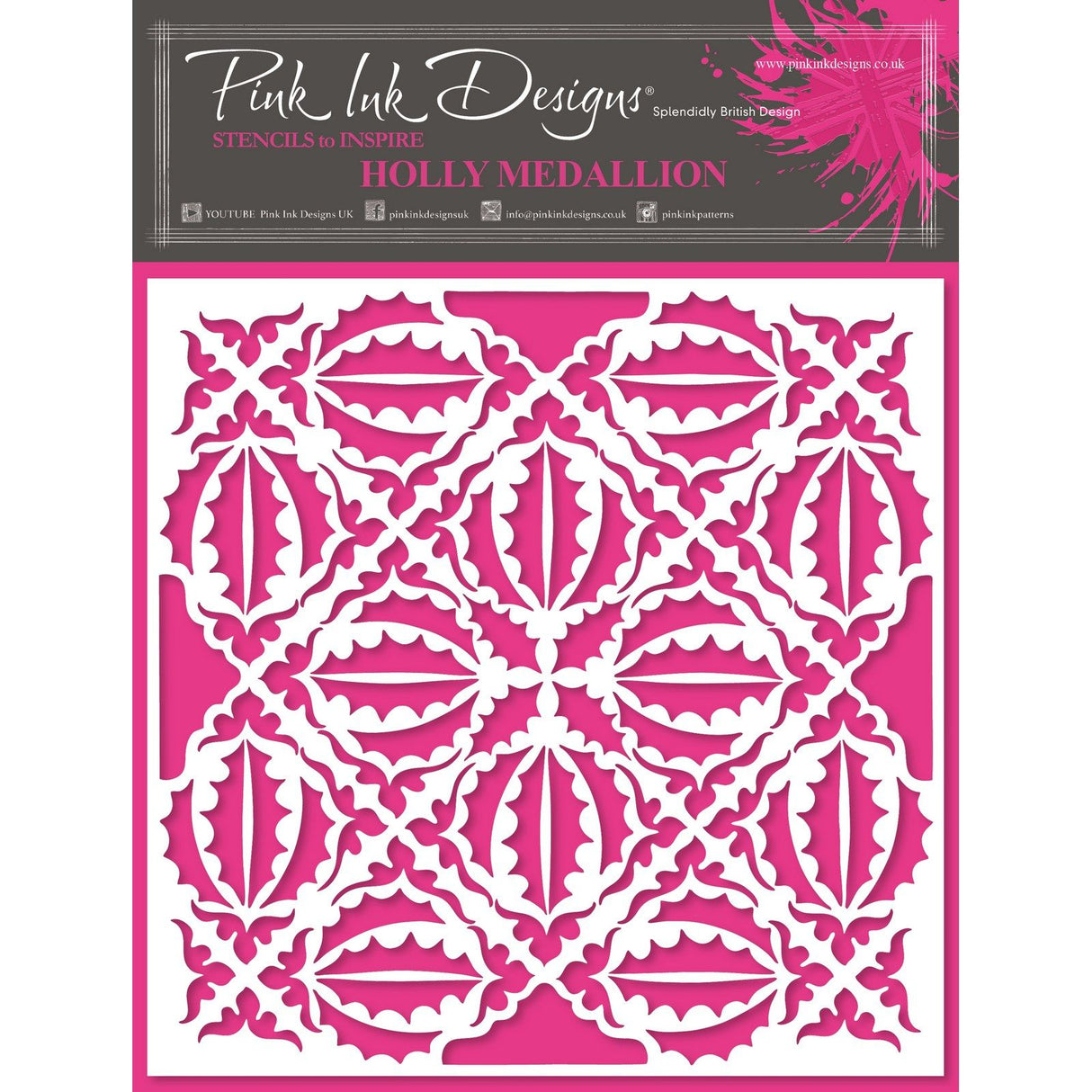 Pink ink designs • stencil holly medallion
