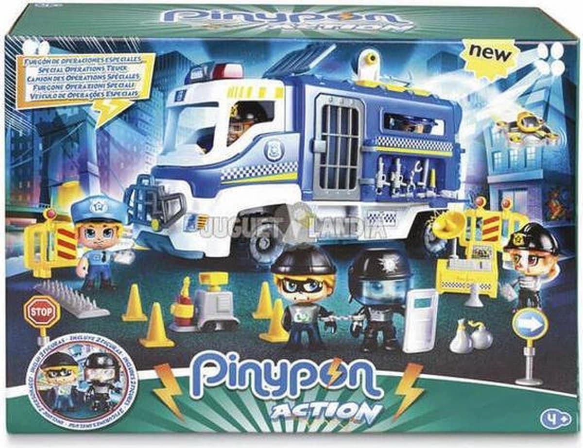 Famosa pinypon - voiture de police, 25 accessoires et 2 figurines de jeu