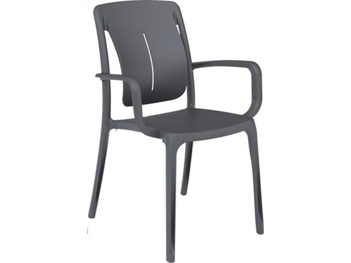 Chaise de salle à manger Grosfillex en contreplaqué anthracite