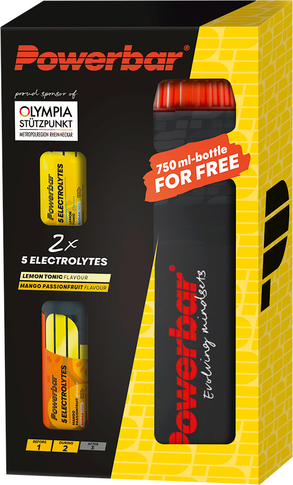 Powerbar 5 électrolytes multisaveur + gourde 750ml
