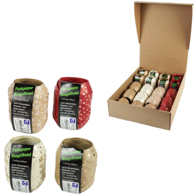 Ruban cadeau corne kraft blanc rouge présentoir 20 pièces | 2 pièces