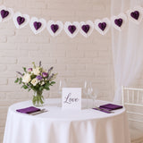 Guirlande coeur papier blanc violet 4 m | 24 pièces
