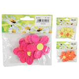Décoration fleurs papier pailleté 6 cm 3 assortis lot de 6 | 50 pièces