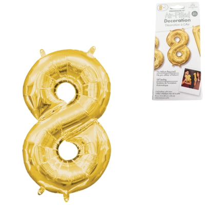 Amscan ballon en aluminium numéro 8 couleur or 22 cm x 35 cm | 40 pièces