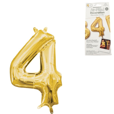 Amscan ballon en aluminium numéro 4 doré 22 cm x 35 cm | 40 pièces
