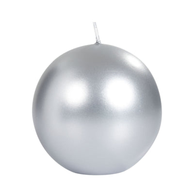 Spaas (r) bougie boule argent métallisé 8 cm | 12 pièces