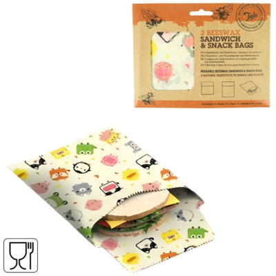 Tala sandwich et sacs à sandwich en cire d'abeille 21 cm lot de 2 | 12 pièces