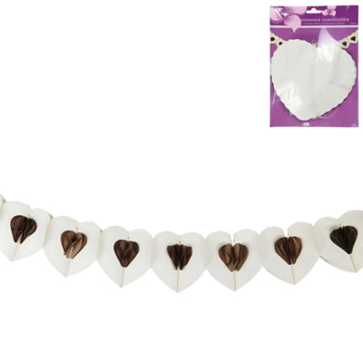 Guirlande coeur papier crème 4 m | 24 pièces