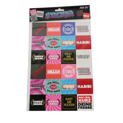Feuille d'autocollants 29 cm lot de 24 | 48 pièces