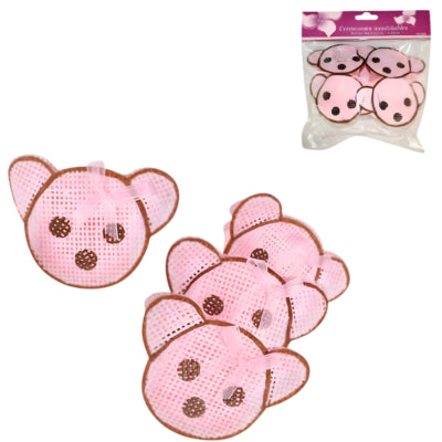 Emballage cadeau ours rose 9 cm lot de 4 | 24 pièces
