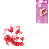 Fleur déco avec perles rouge 13 cm lot de 6 | 24 pièces