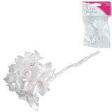 Miss France fleurs en satin avec strass blanc 13 cm 12 pièces | 24 pièces