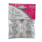 Décoration Miss France fleur sur pince blanc 2,5 cm lot de 6 | 24 pièces