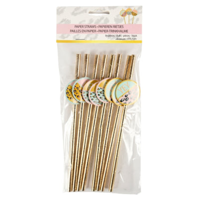 Pailles funky papier léopard 20 cm 8 pièces | 48 pièces