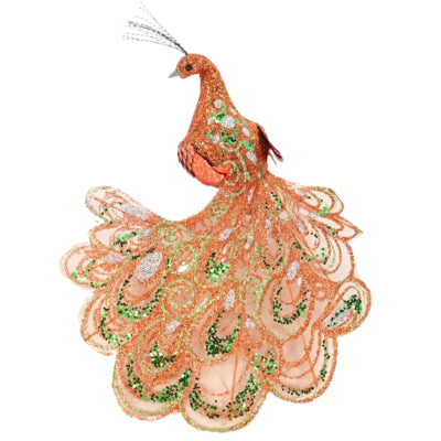 Paon sur clip paillettes couleur cuivre 18 cm | 12 pièces