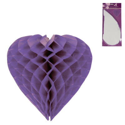 Coeur nid d'abeille violet 30 cm | 24 pièces