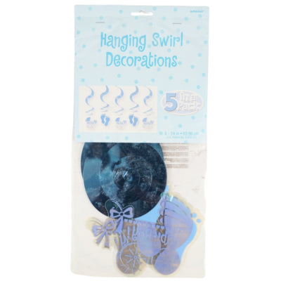 Amscan pendentif spirale bébé garçon feuille 61 cm lot de 5 | 24 pièces