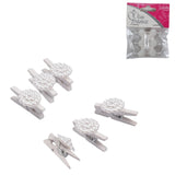 Décoration Miss France fleur sur pince blanc 2,5 cm lot de 6 | 24 pièces