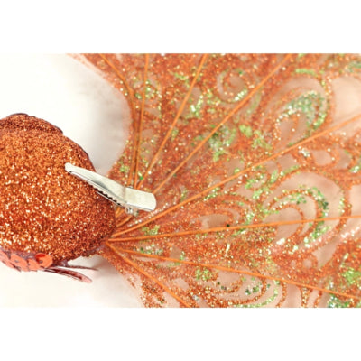Paon sur clip paillettes couleur cuivre 18 cm | 12 pièces