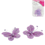 Papillon déco violet 4 cm lot de 4 | 24 pièces