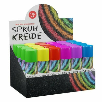 Aérosol à craie en spray 175 ml Présentoir 6 couleurs 24 pièces | 2 pièces