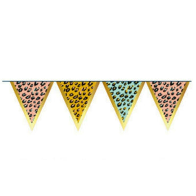 Guirlande de fanions léopard funky 350 cm | 48 pièces
