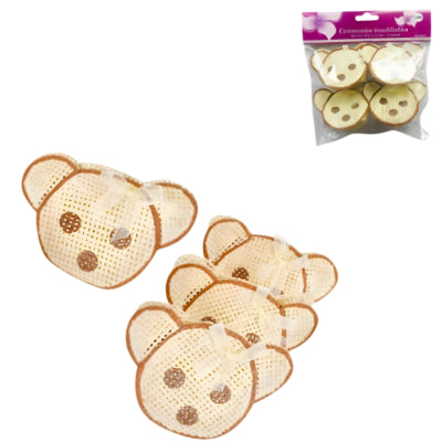 Emballage cadeau ours beige 9 cm lot de 4 | 24 pièces