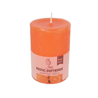 Bougie pilier parfumée Gala orange rustique 7 x 10 cm | 6 pièces