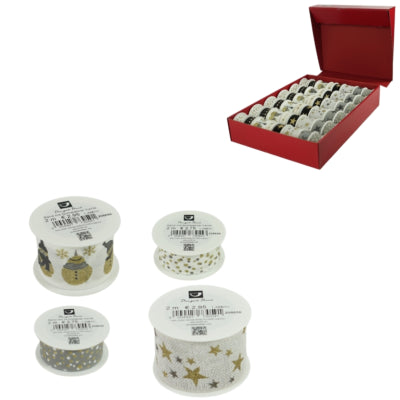 Ruban cadeau en corne présentoir couleur or noir et blanc 48 pièces | 2 pièces