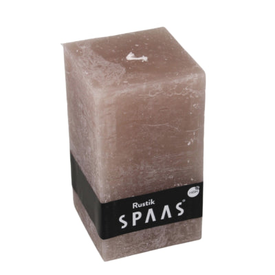 Spaas (r) bougie pilier rustique carré taupe 7 x 13 cm | 6 pièces