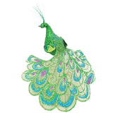 Paon sur pince paillettes vert 18 cm | 12 pièces