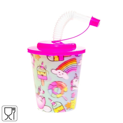 Tasse 3D avec paille licorne 250 ml | 24 pièces