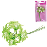 Fleur déco vert 13 cm lot de 6 | 24 pièces