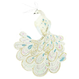 Paon sur pince paillettes blanc 18 cm | 12 pièces