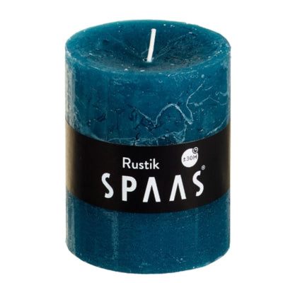 Spaas (r) bougie pilier rustique turquoise 7 x 8 cm | 16 pièces