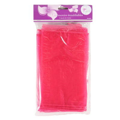 Décoration de fête chaise noeud organza fuchsia lot de 2 | 24 pièces