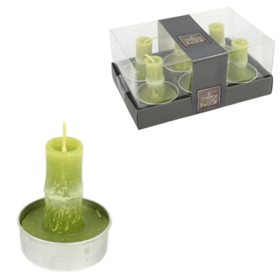 Bougies chauffe-plat bambou vert 5 cm 6 pièces | 24 pièces