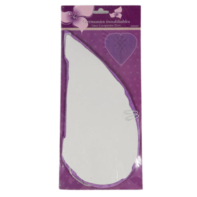 Coeur nid d'abeille violet 30 cm | 24 pièces