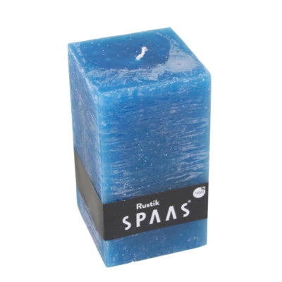 Spaas (r) bougie pilier rustique carré bleu 7 x 13 cm | 6 pièces