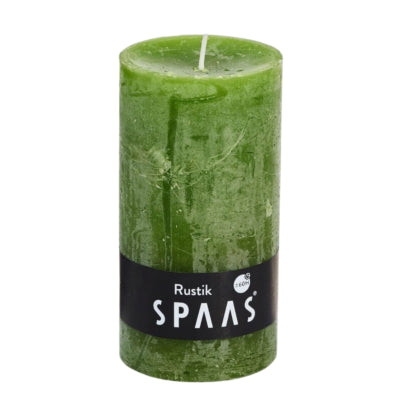 Spaas (r) bougie pilier rustique vert olive 7 x 13 cm | 8 pièces