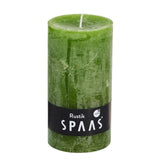 Spaas (r) bougie pilier rustique vert olive 7 x 13 cm | 8 pièces