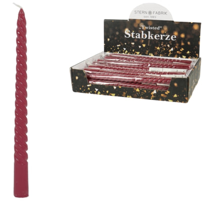 Stern Fabrik Bougie de dîner Twist Bordeaux 2,2 x 25 cm | 36 pièces
